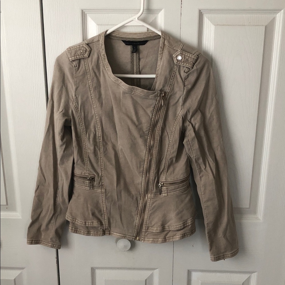 White House Black Market jacket women’s size 4 khaki moto linen blend